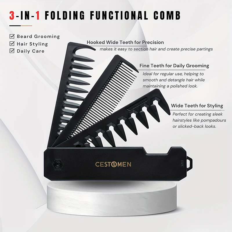 Składany grzebień do brody 3 w – Men'S Grooming Organizer recenzja i cena
